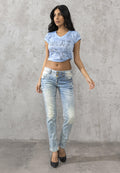 CBW-0347A Ice Blue Distressed Slim Fit Women's Jeans