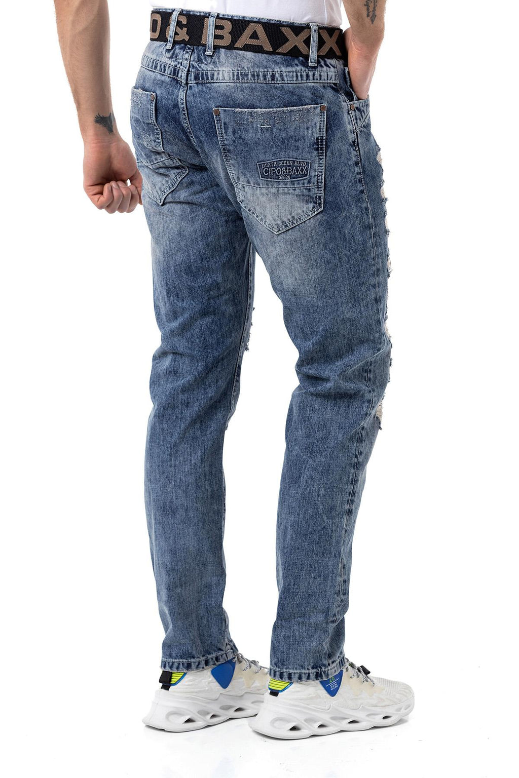 CD131 Colorful Patched Low-Rise Men's Jeans