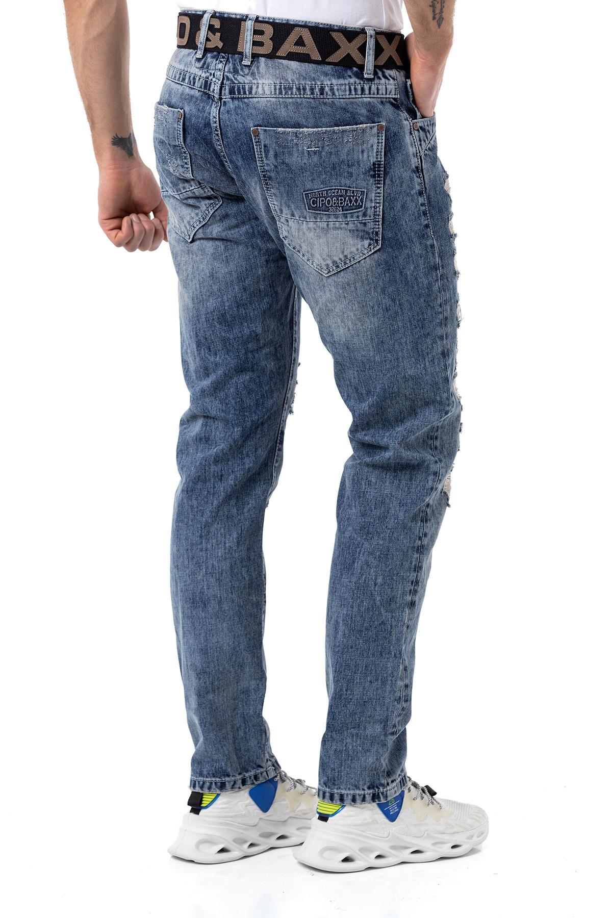 CD131 Colorful Patched Low-Rise Men's Jeans