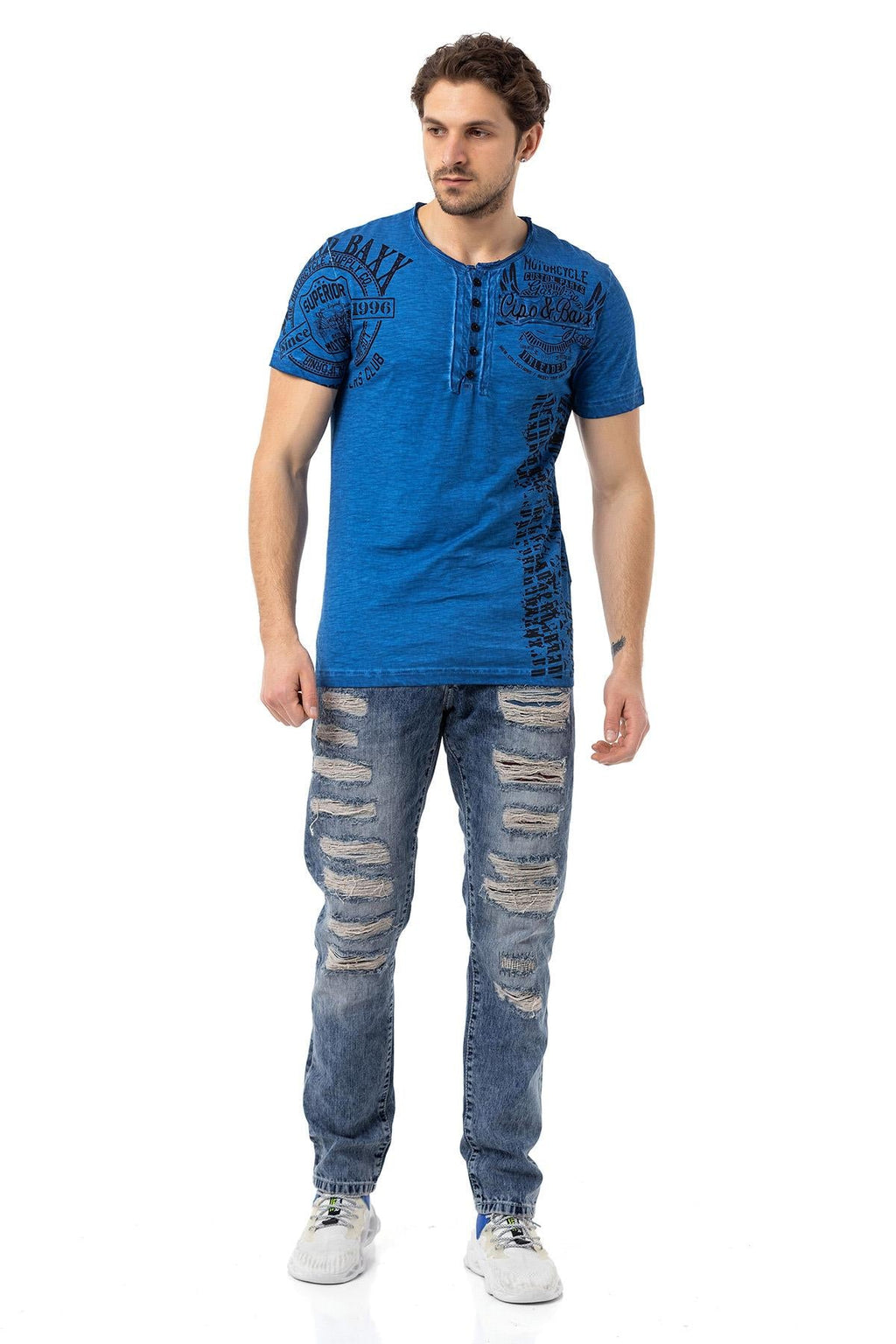 CD131 Colorful Patched Low-Rise Men's Jeans