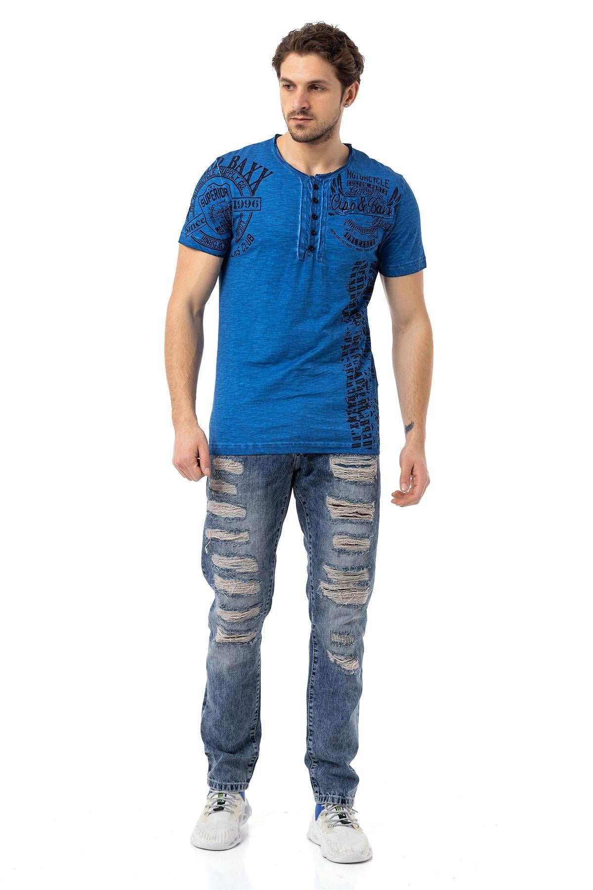 CD131 Colorful Patched Low-Rise Men's Jeans