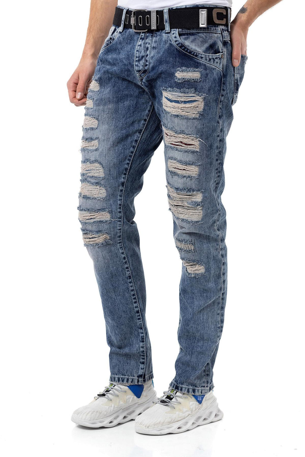 CD131 Colorful Patched Low-Rise Men's Jeans