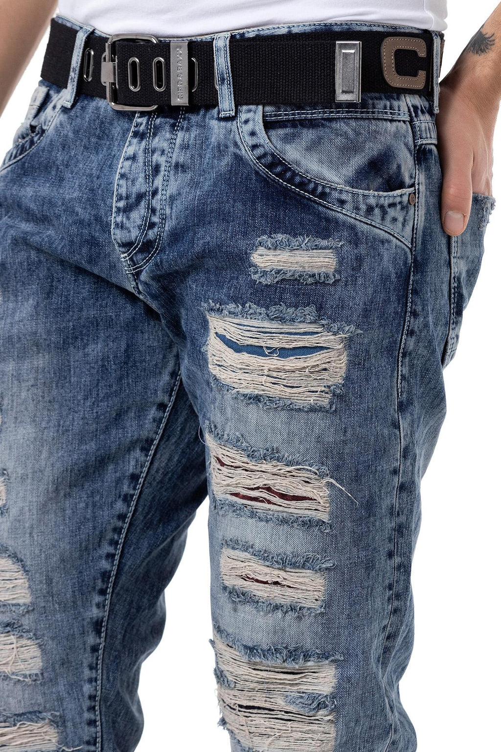 CD131 Colorful Patched Low-Rise Men's Jeans