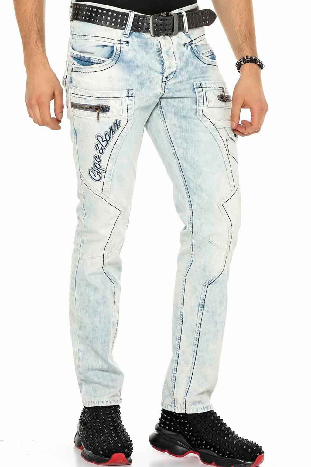 CD272 Ice Blue Stitched Men's Jeans
