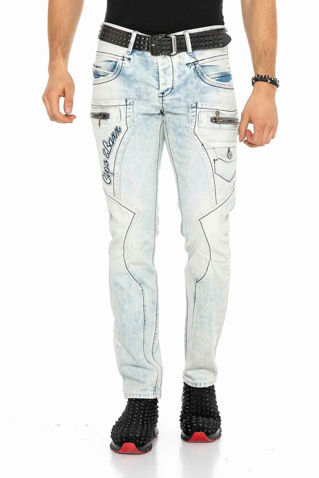 CD272 Ice Blue Stitched Men's Jeans