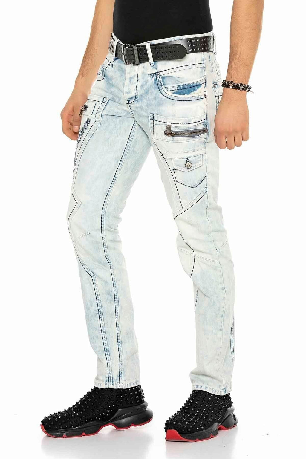 CD272 Ice Blue Stitched Men's Jeans