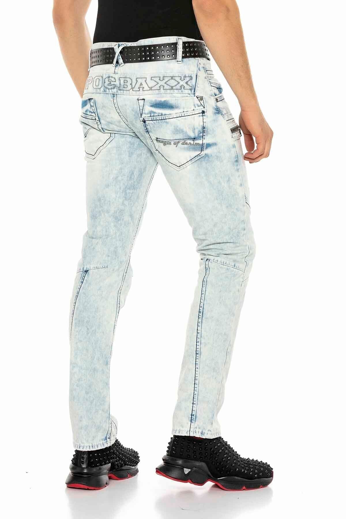 CD272 Ice Blue Stitched Men's Jeans