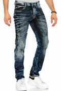 CD286 Decorative Stitch Washed Dark Men's Jeans