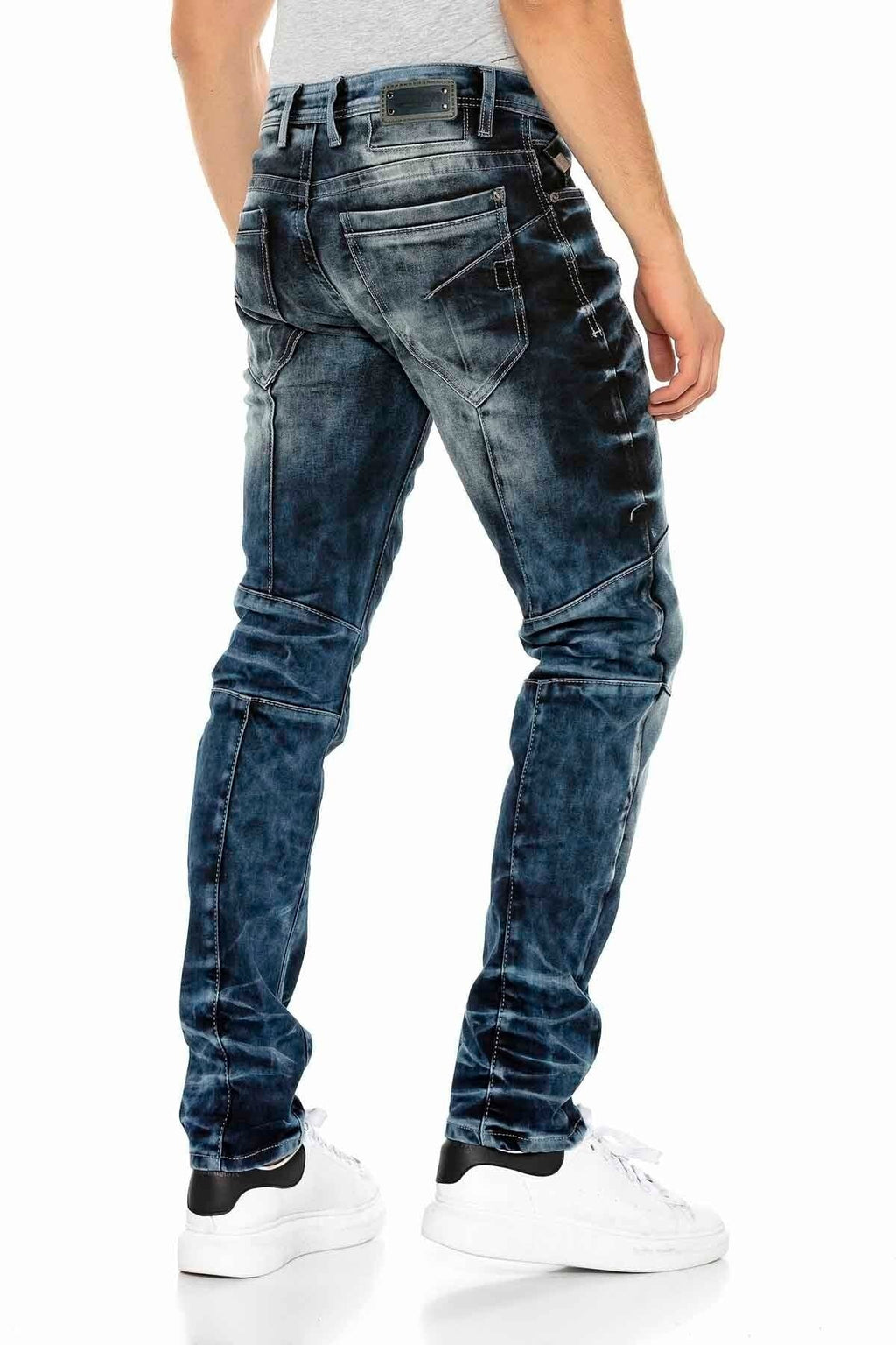 CD286 Decorative Stitch Washed Dark Men's Jeans