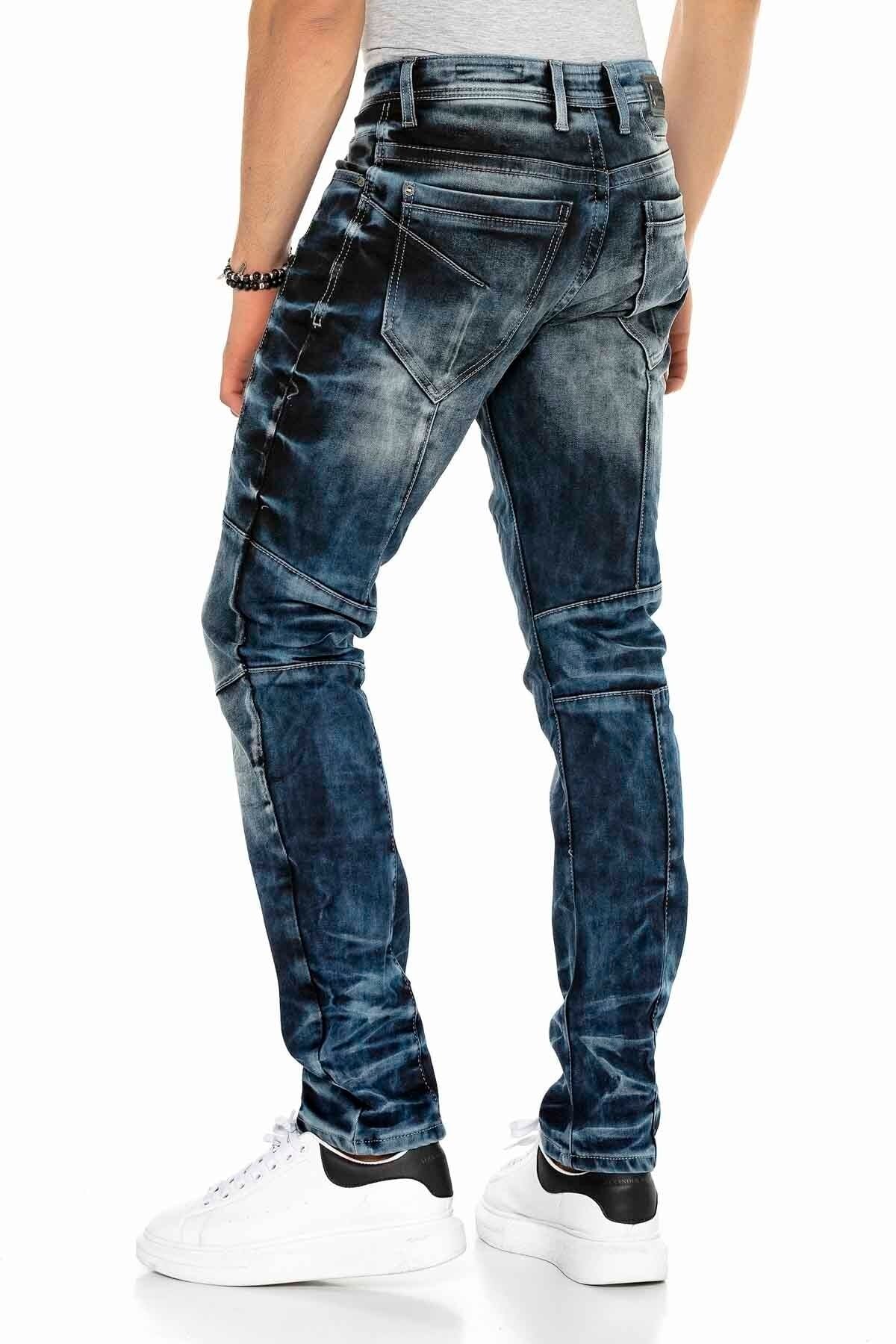 CD286 Decorative Stitch Washed Dark Men's Jeans