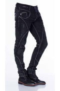 CD288 Paneled Stitch Biker Style Jeans