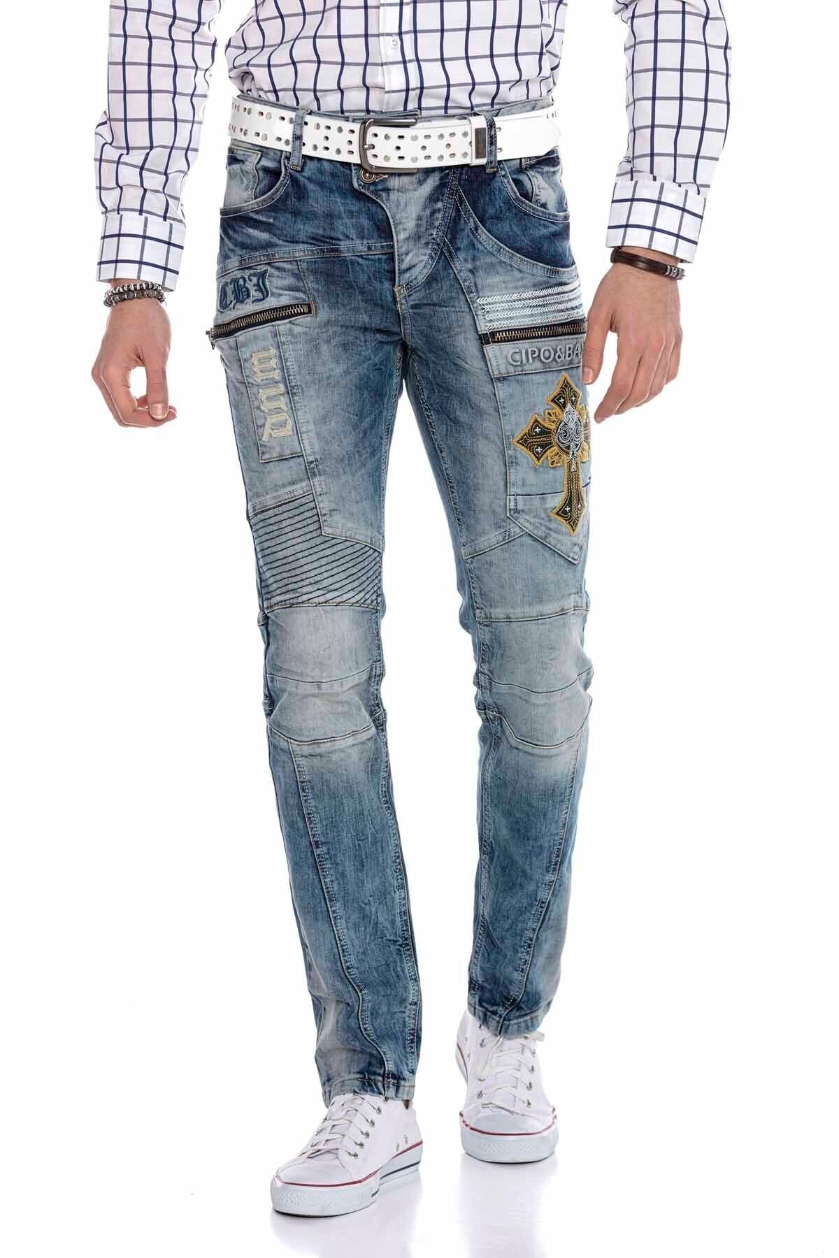 CD293 Stitch Detail Embroidered Men's Jeans
