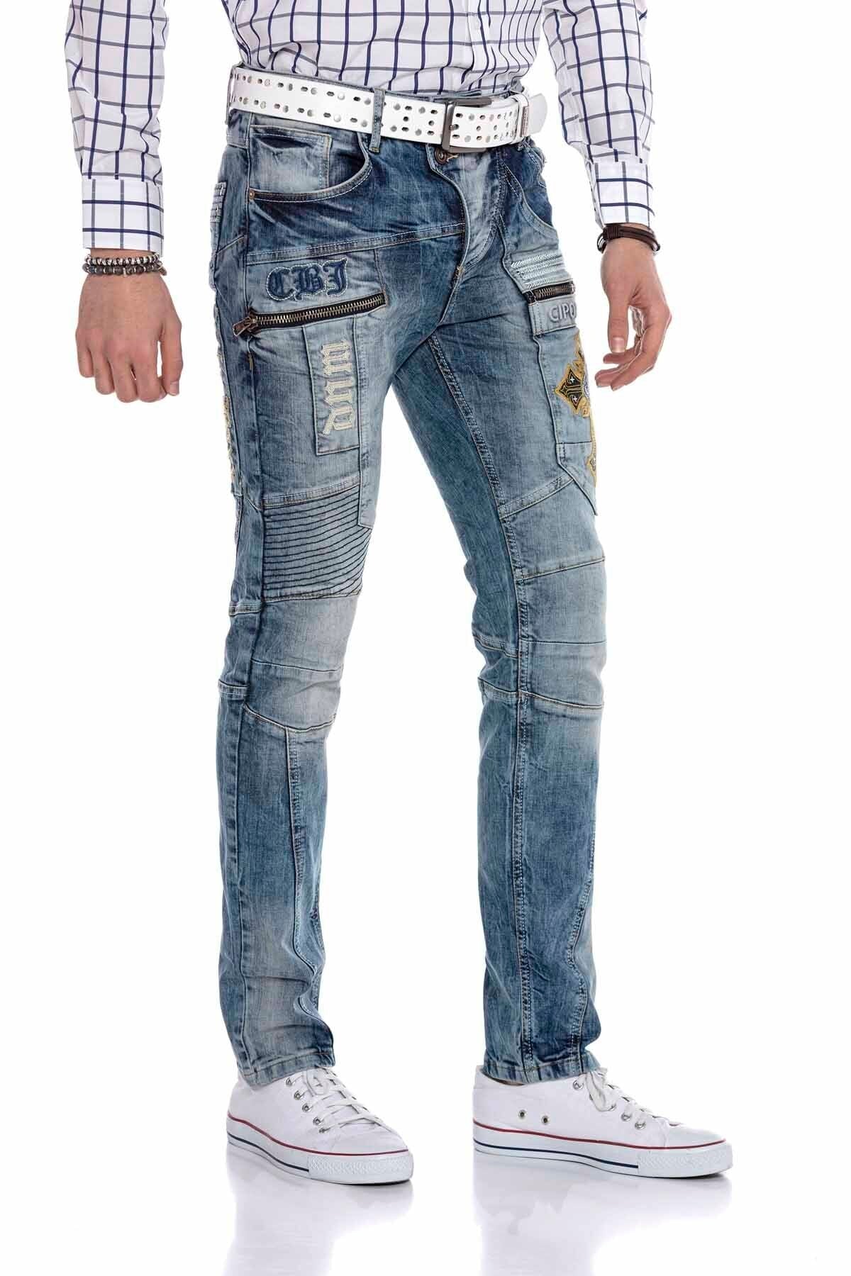 CD293 Stitch Detail Embroidered Men's Jeans