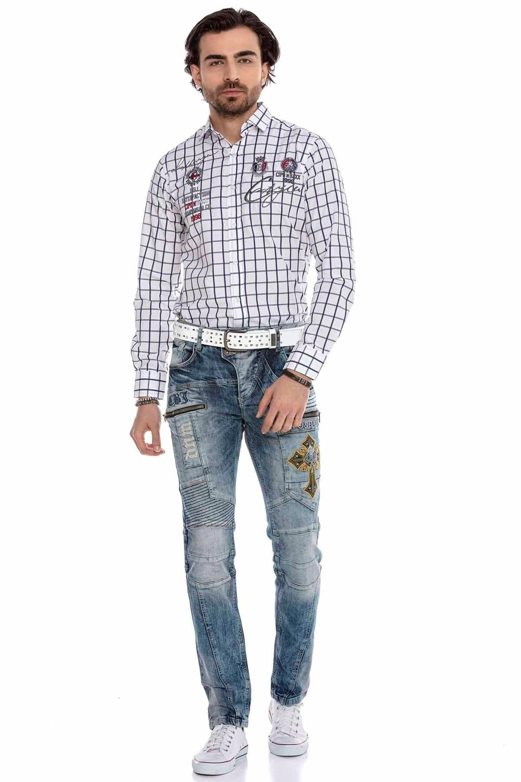 CD293 Stitch Detail Embroidered Men's Jeans