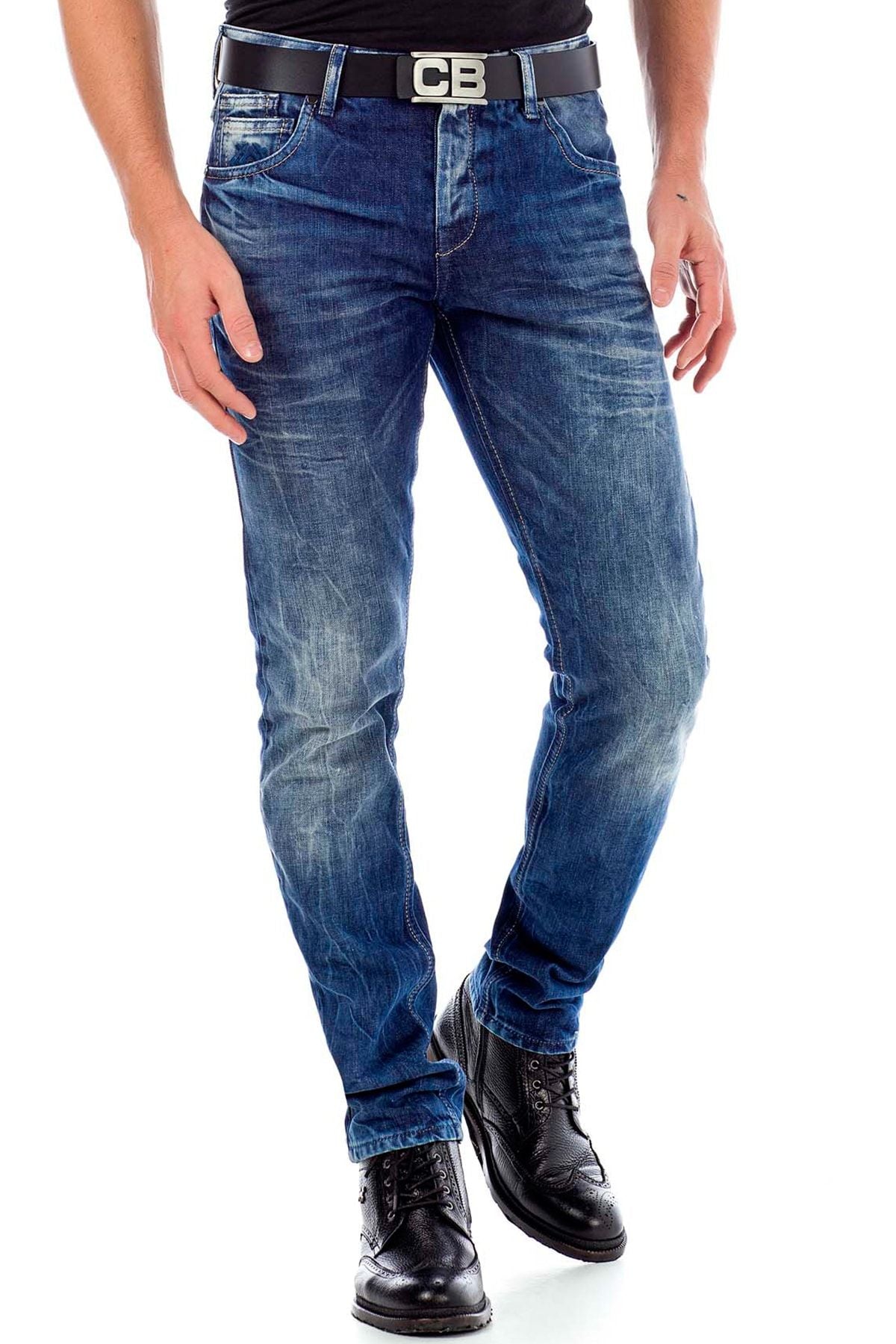 CD319Y Distressed Slim Fit Skinny Leg Men's Jeans