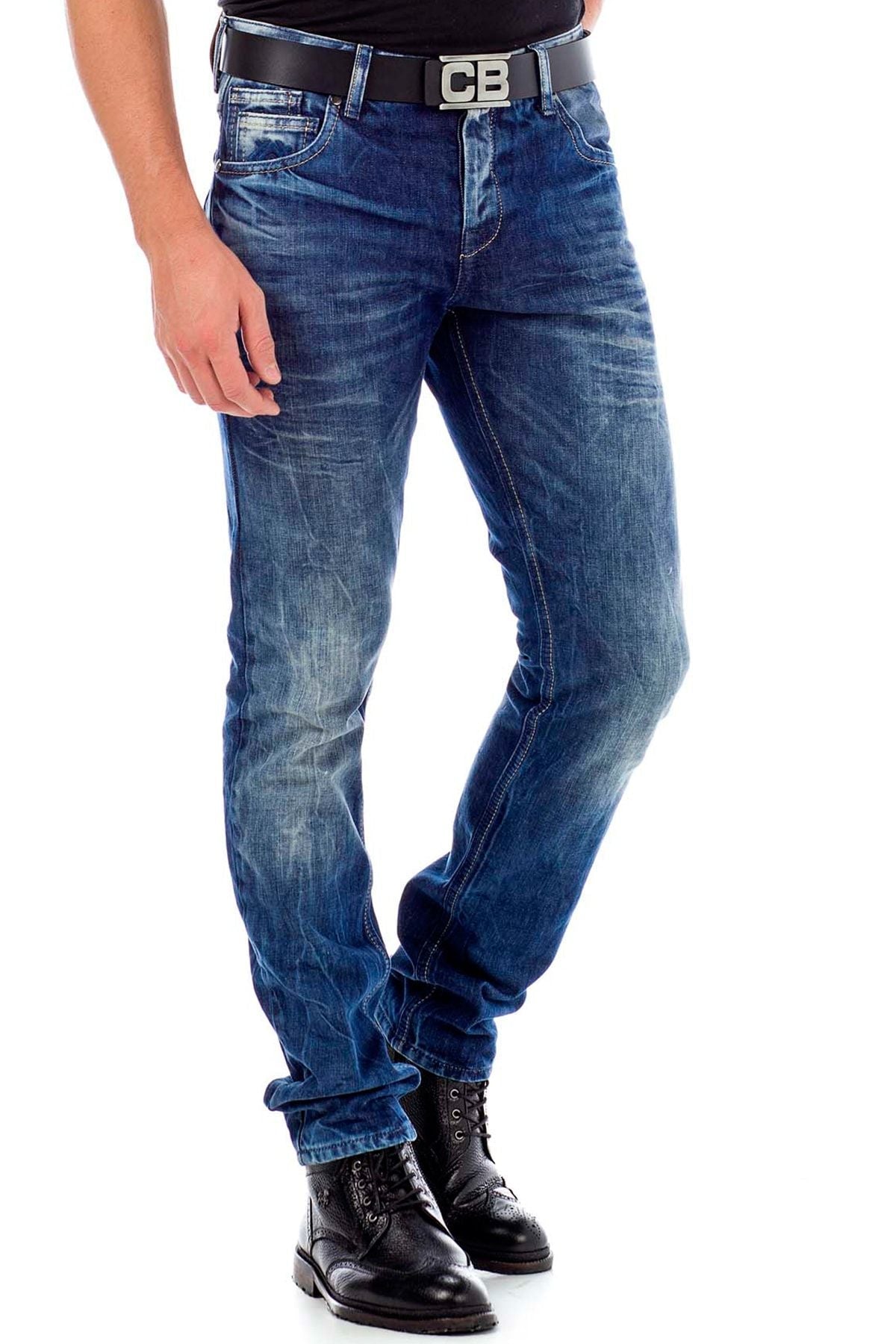 CD319Y Distressed Slim Fit Skinny Leg Men's Jeans