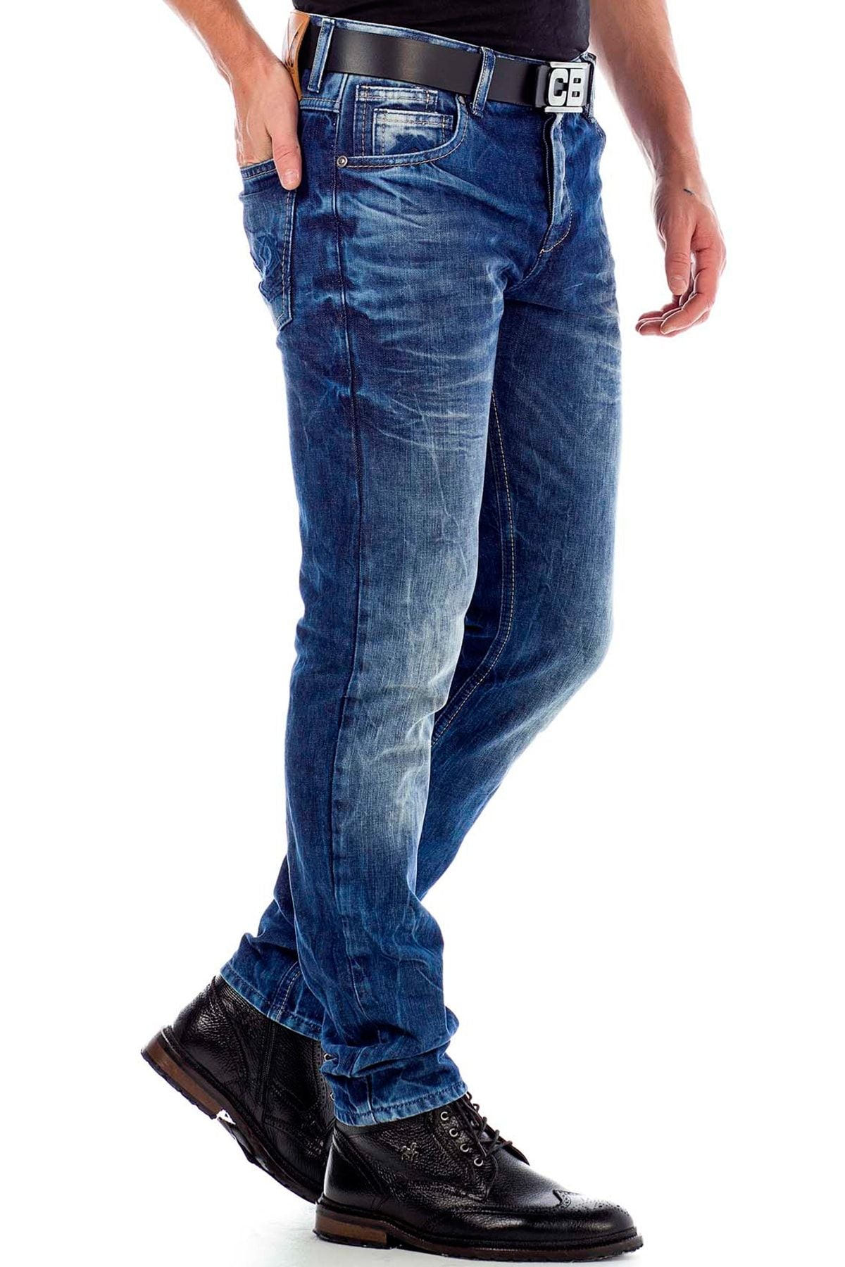 CD319Y Distressed Slim Fit Skinny Leg Men's Jeans