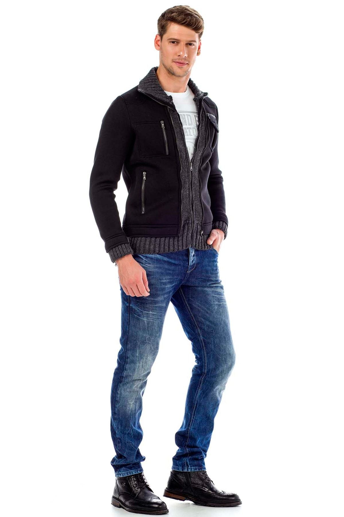 CD319Y Distressed Slim Fit Skinny Leg Men's Jeans