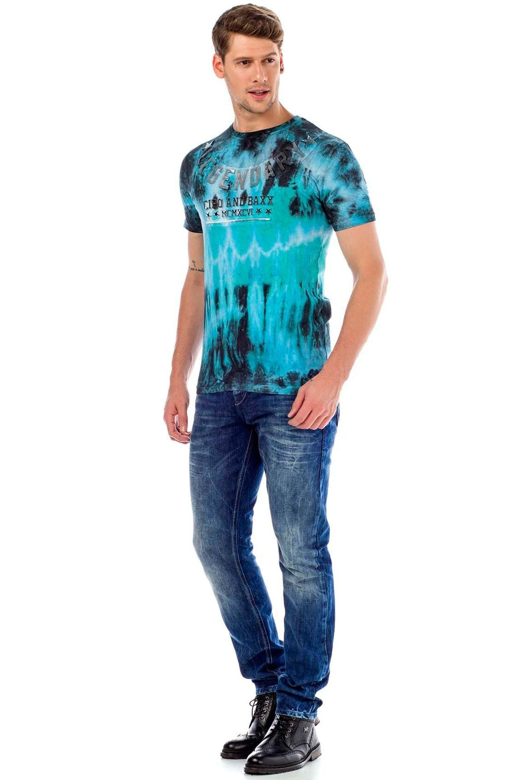 CD319Y Distressed Slim Fit Skinny Leg Men's Jeans