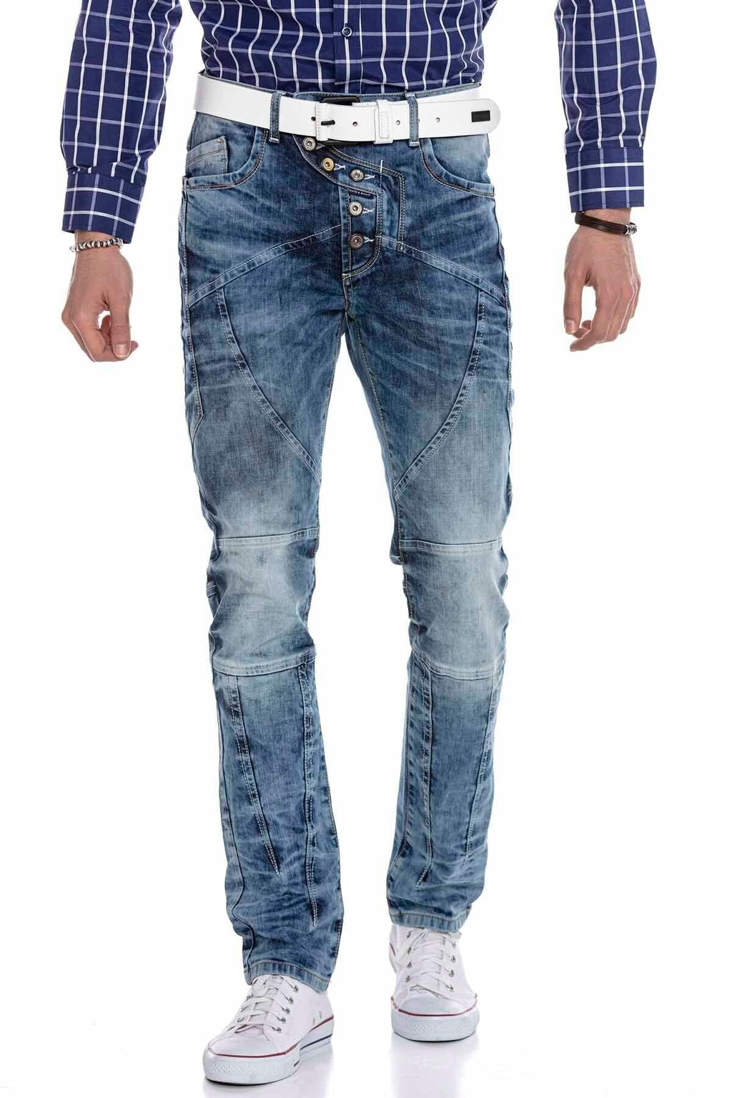 CD346 External Button Paneled Men's Jeans