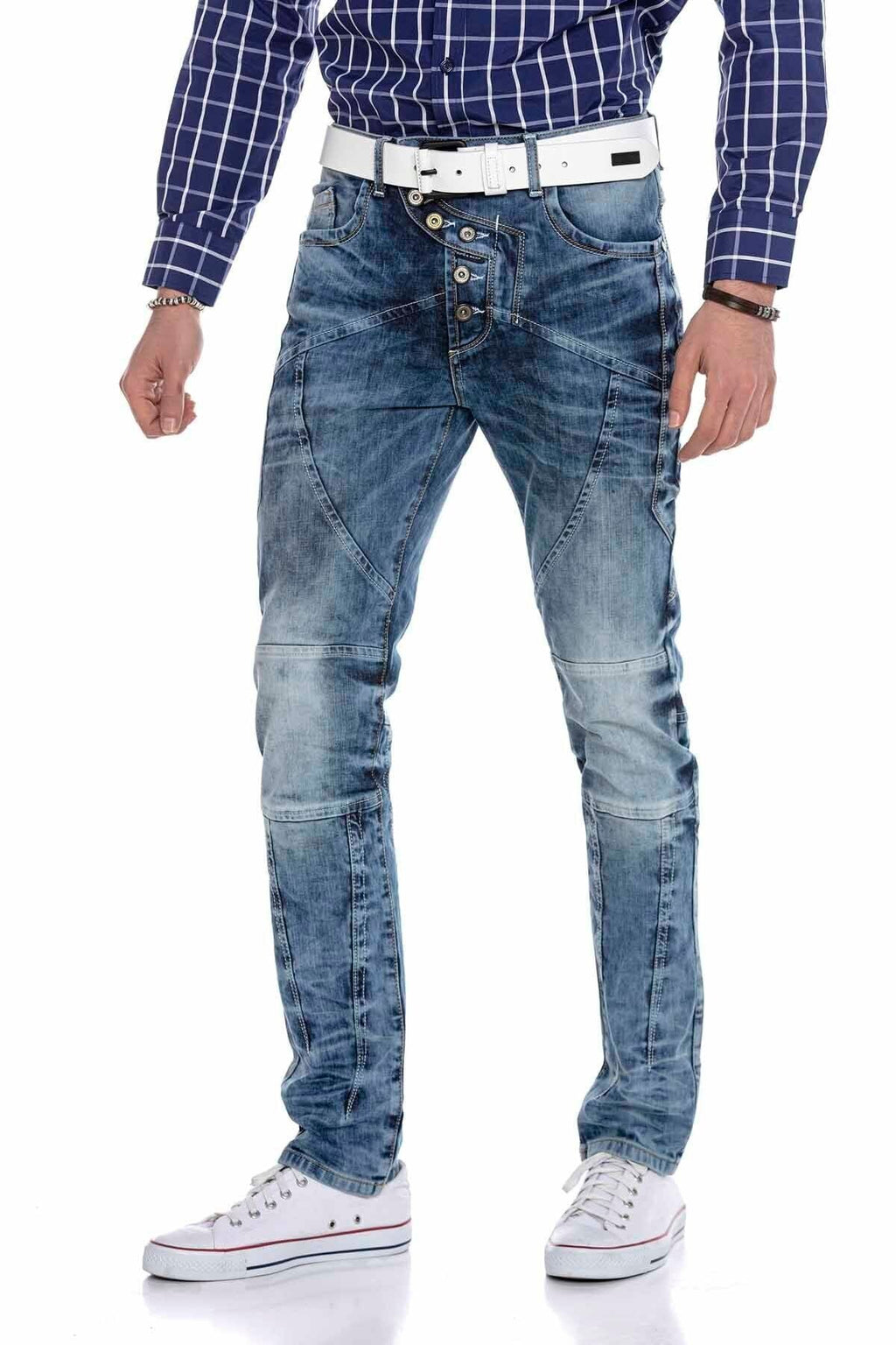 CD346 External Button Paneled Men's Jeans