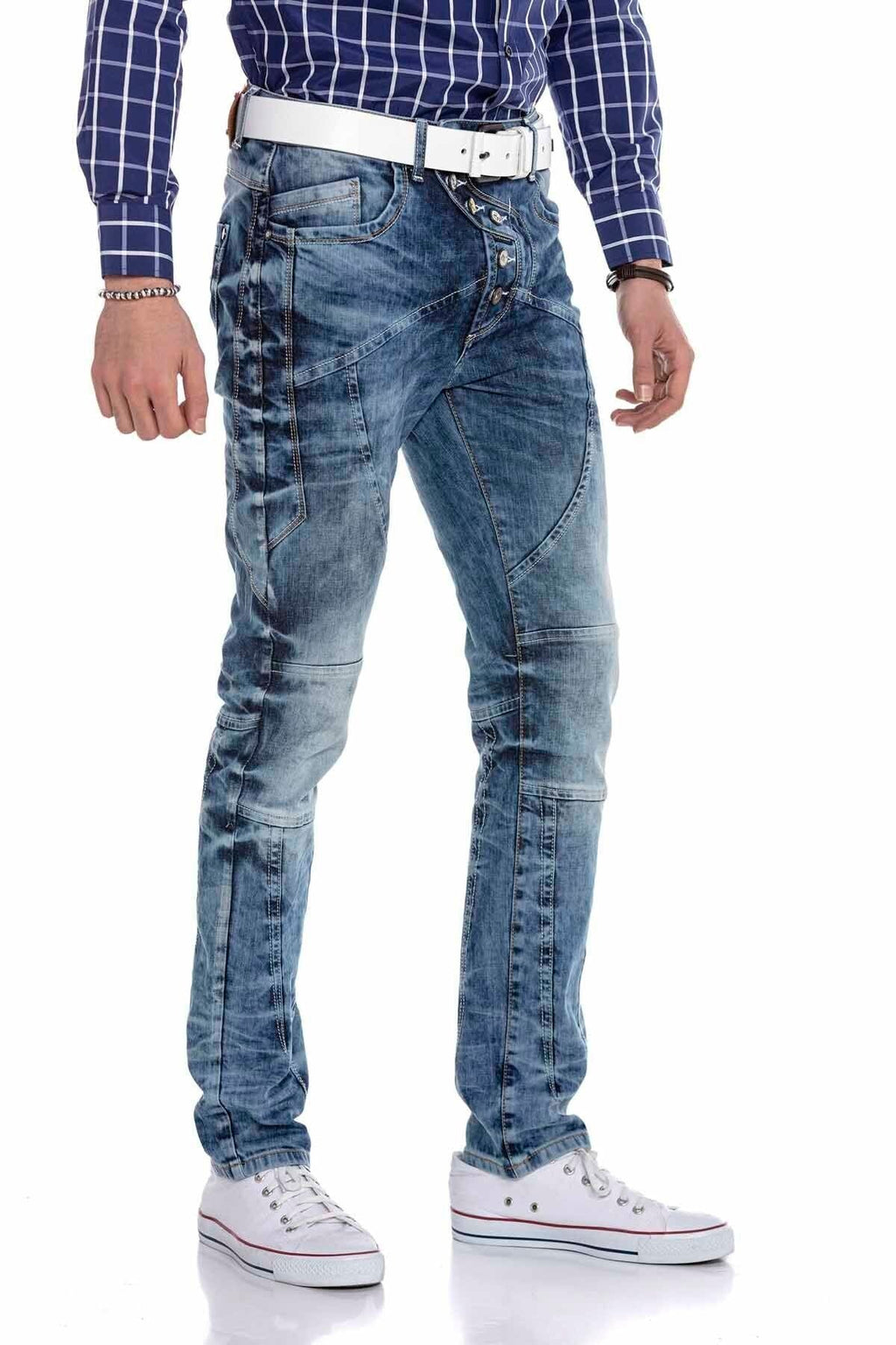 CD346 External Button Paneled Men's Jeans