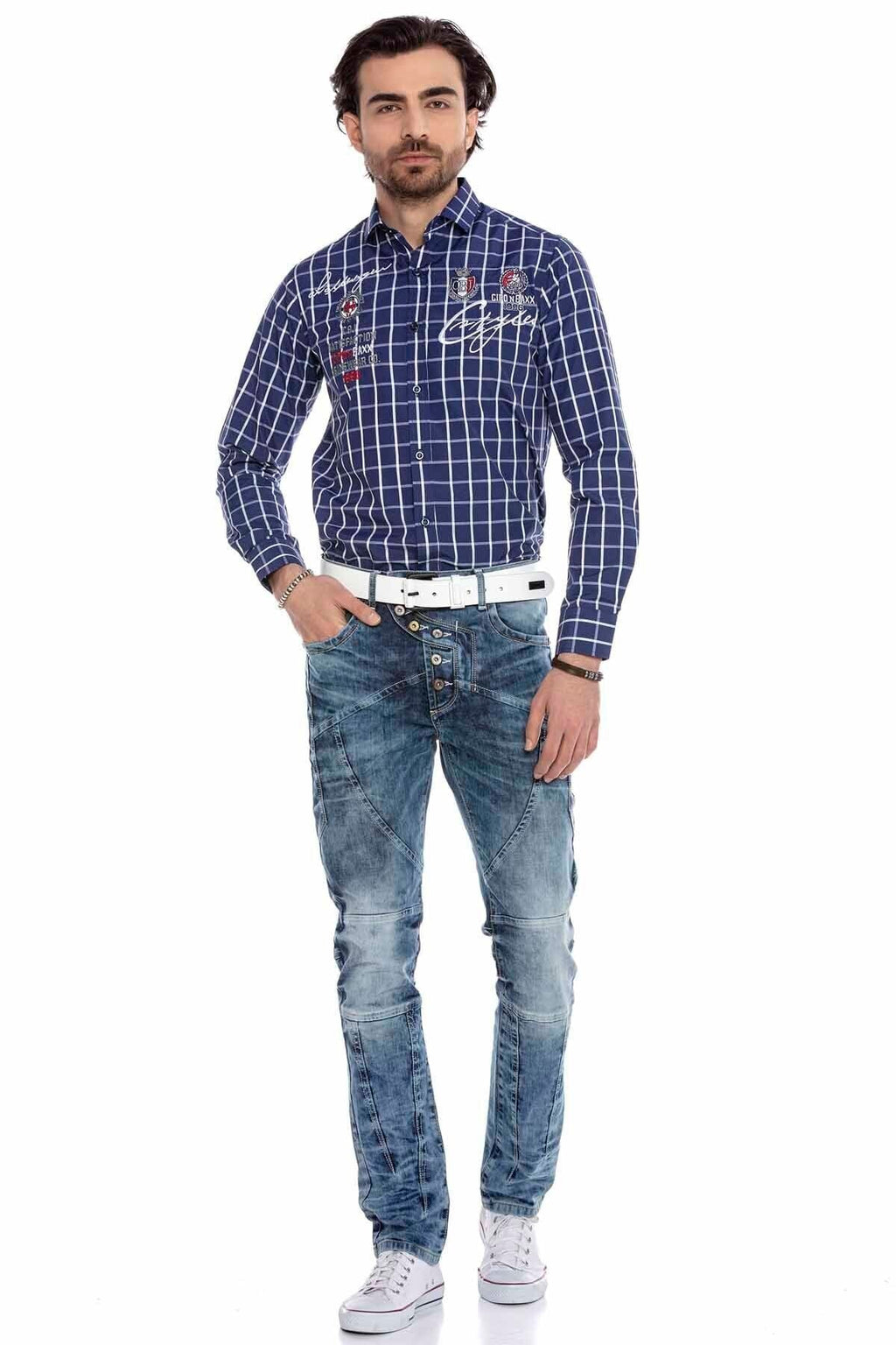 CD346 External Button Paneled Men's Jeans