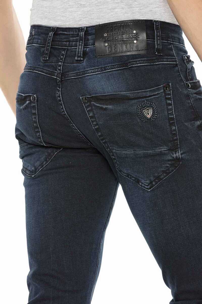 CD375 Chain Knee Rip Navy Slim Fit Men's Jeans