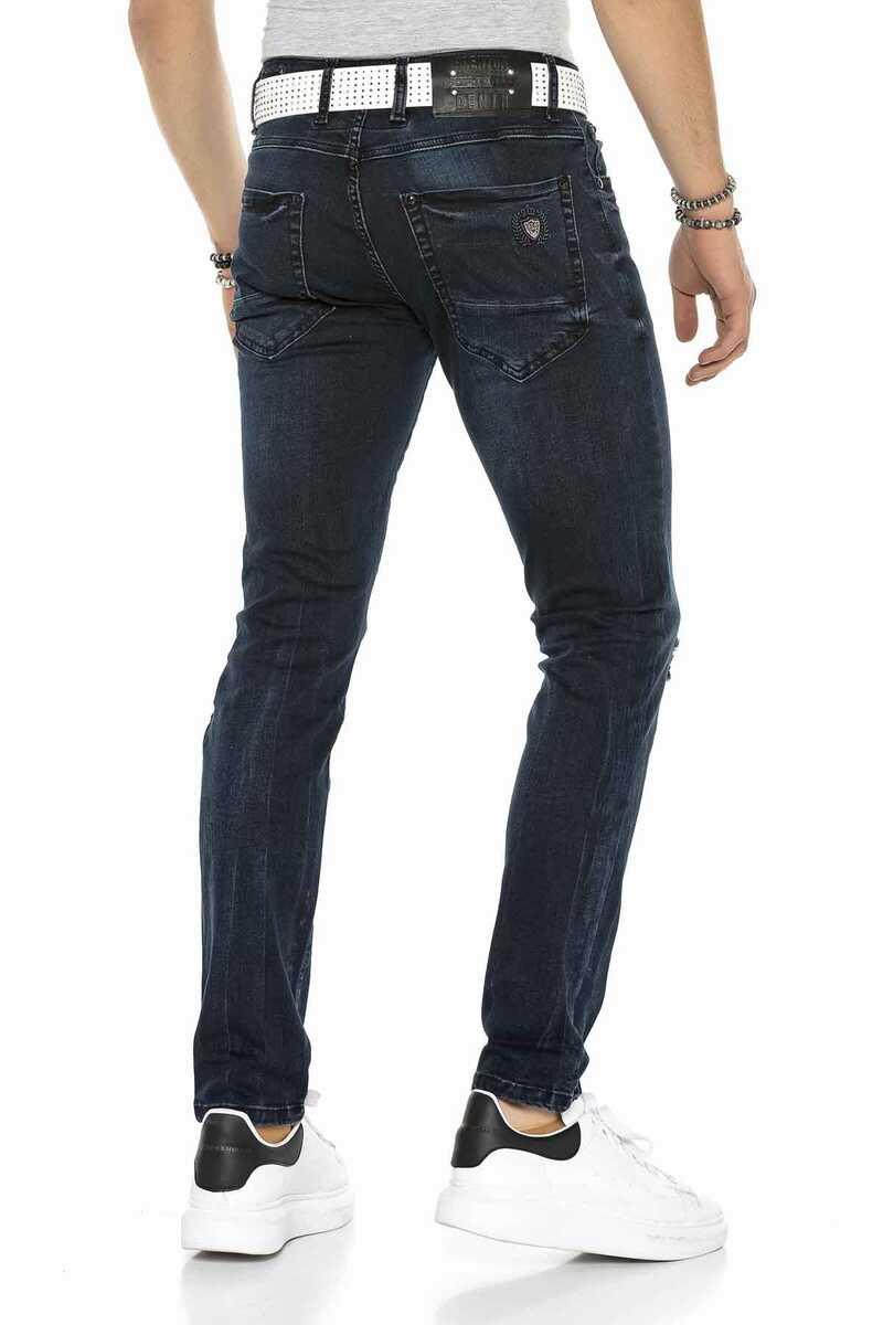 CD375 Chain Knee Rip Navy Slim Fit Men's Jeans
