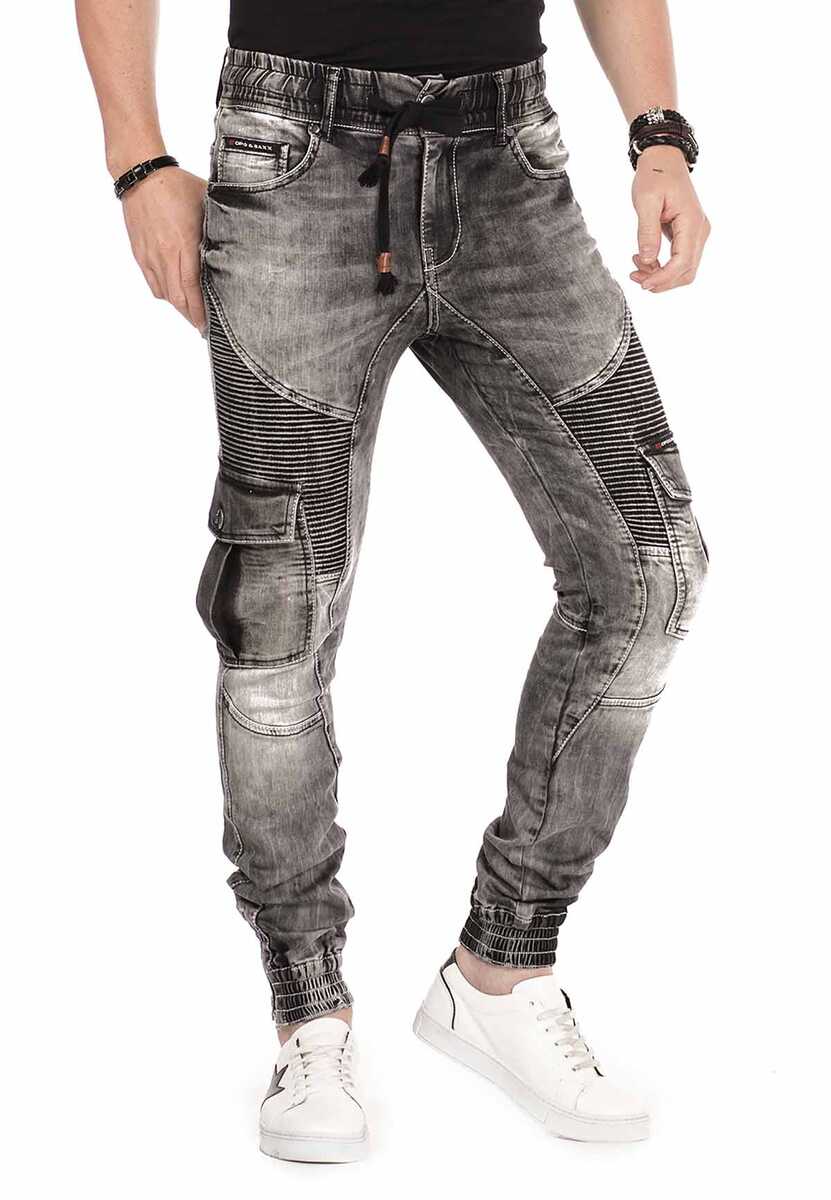 CD446 Hip Hop Style Cargo Pocket Skinny Men's Pants