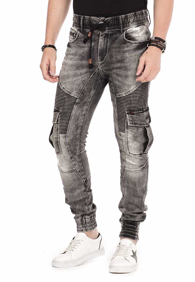 CD446 Hip Hop Style Cargo Pocket Skinny Men's Pants