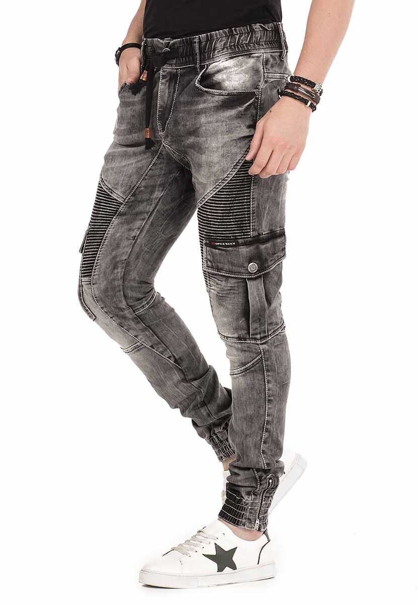 CD446 Hip Hop Style Cargo Pocket Skinny Men's Pants