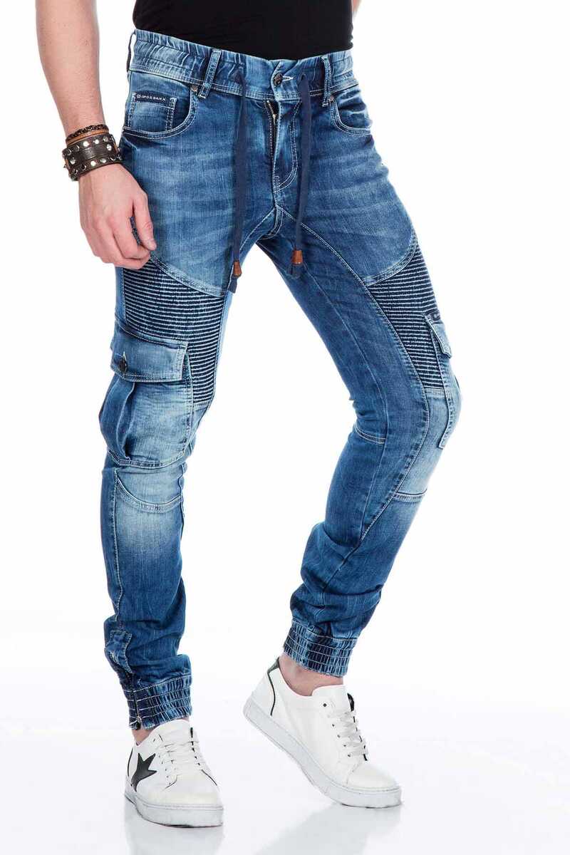 CD446 Hip Hop Style Cargo Pocket Skinny Men's Pants