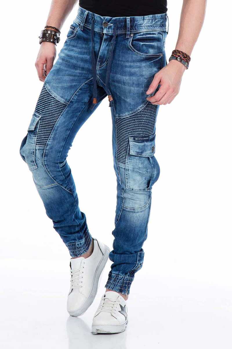 CD446 Hip Hop Style Cargo Pocket Skinny Men's Pants