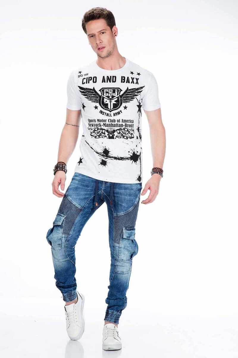 CD446 Hip Hop Style Cargo Pocket Skinny Men's Pants