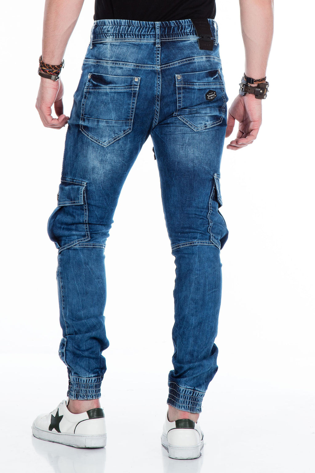 CD446 Hip Hop Style Cargo Pocket Skinny Men's Pants