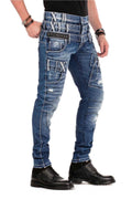CD466 Triple Waistband Slim Fit Distressed Men's Jeans