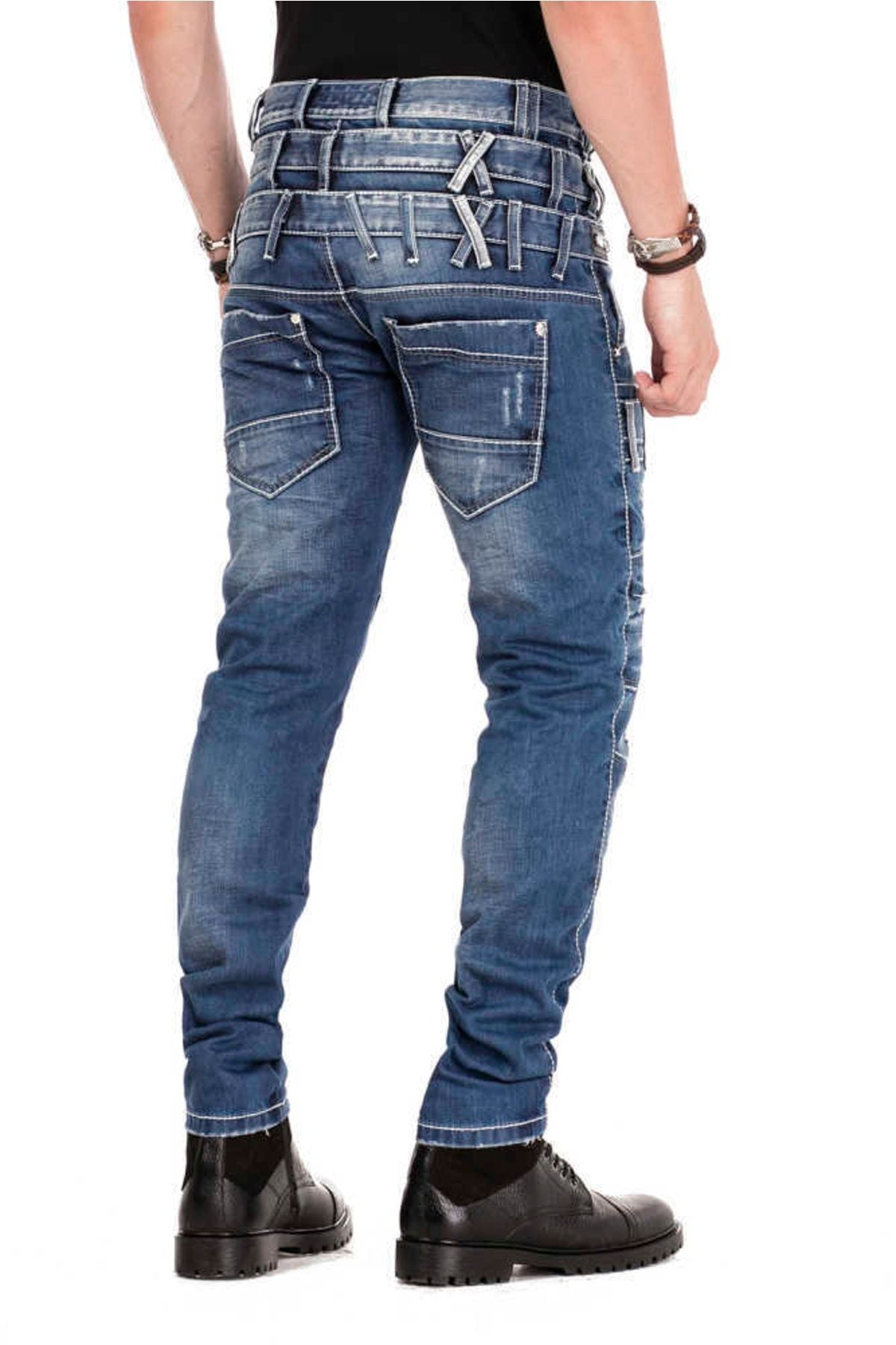 CD466 Triple Waistband Slim Fit Distressed Men's Jeans