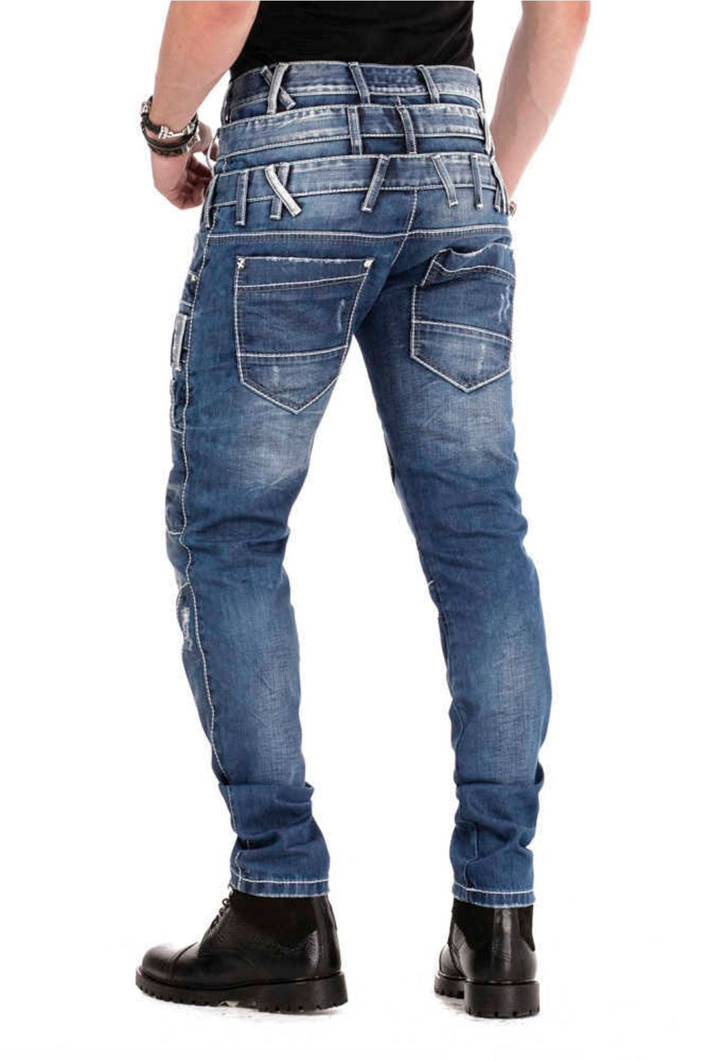 CD466 Triple Waistband Slim Fit Distressed Men's Jeans