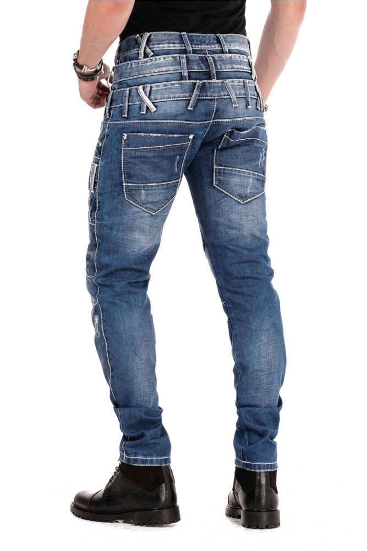 CD466 Triple Waistband Slim Fit Distressed Men's Jeans