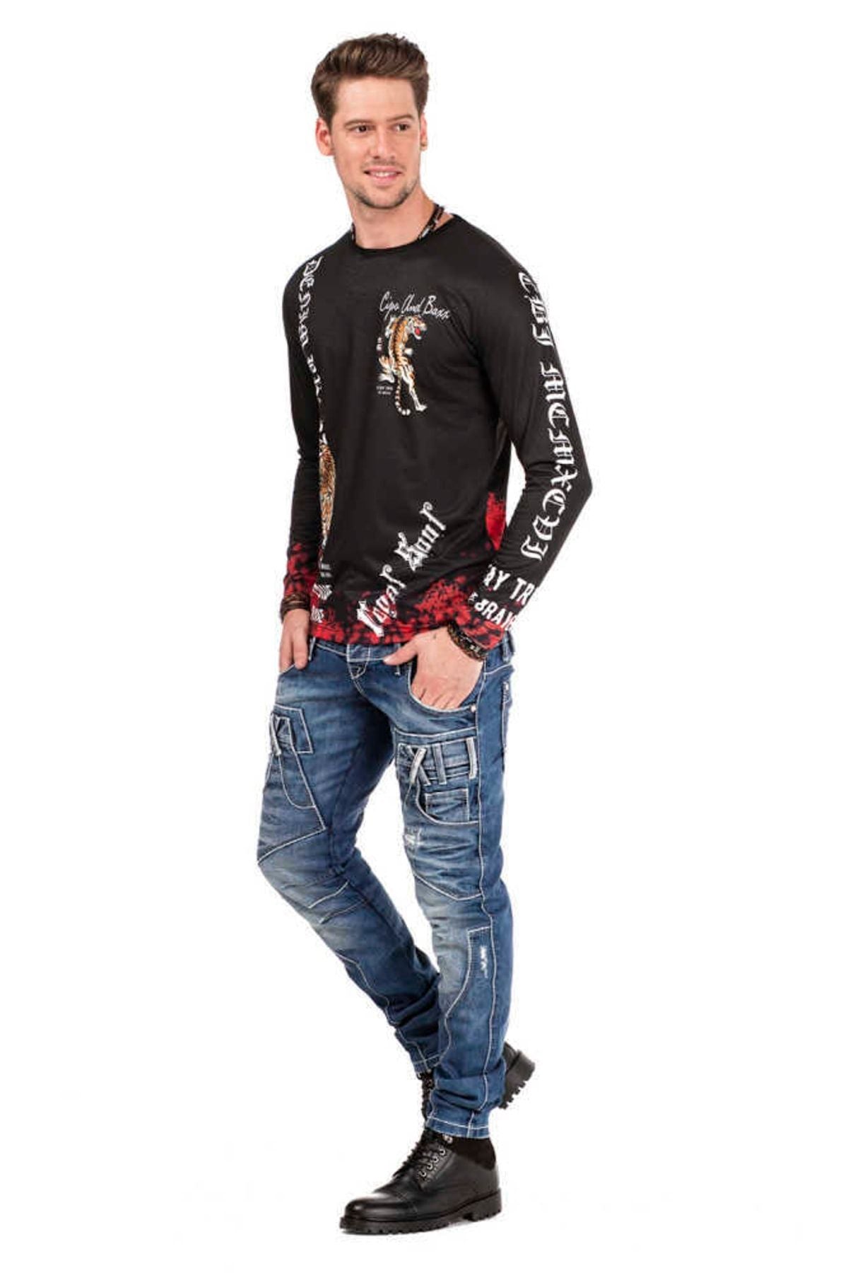CD466 Triple Waistband Slim Fit Distressed Men's Jeans