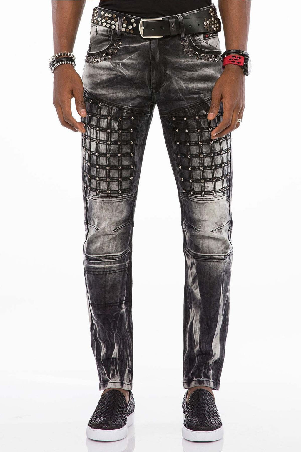 CD496 Washed Pattern Streetwear Jeans 4034