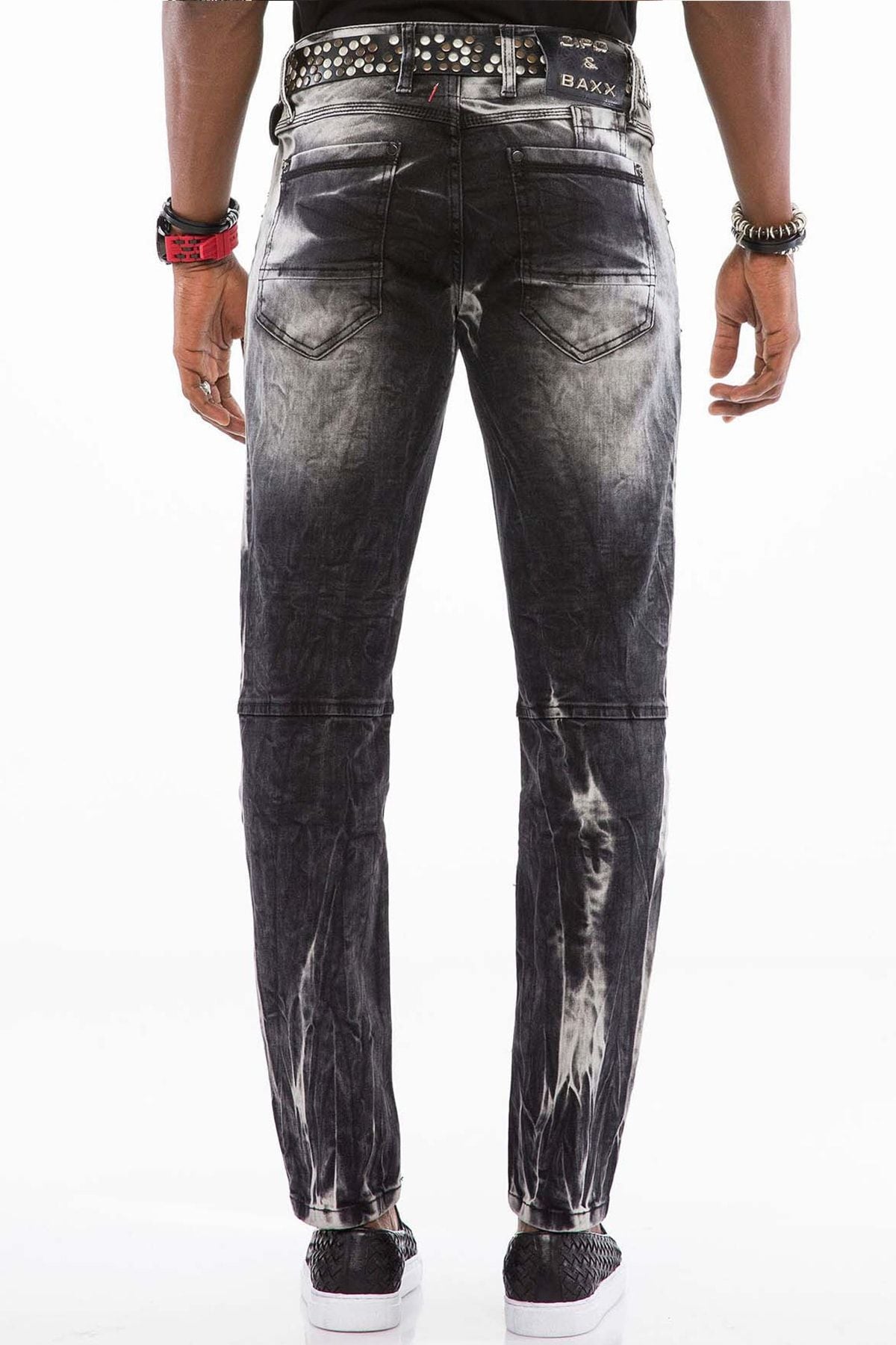 CD496 Washed Pattern Streetwear Jeans 4034
