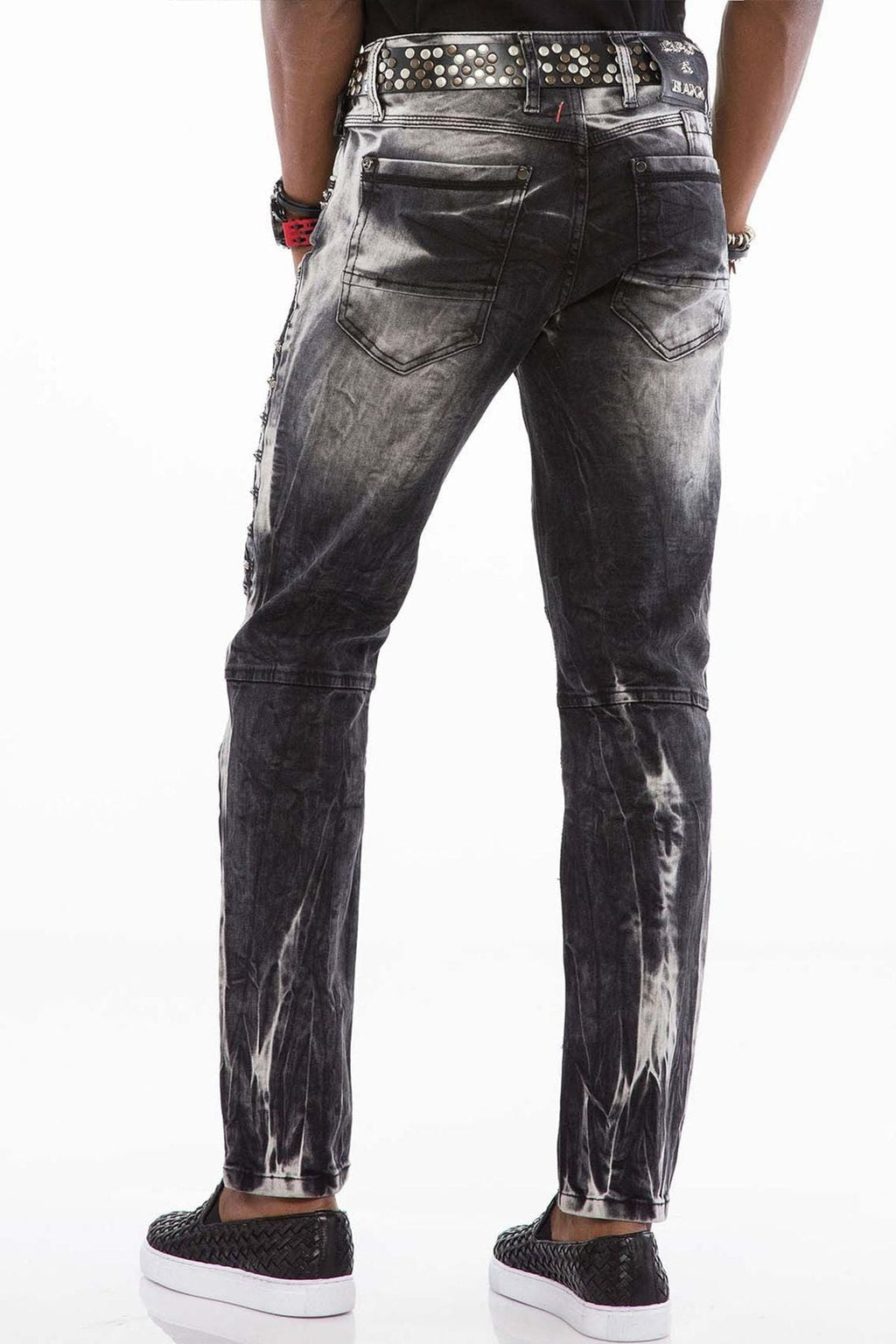 CD496 Washed Pattern Streetwear Jeans 4034