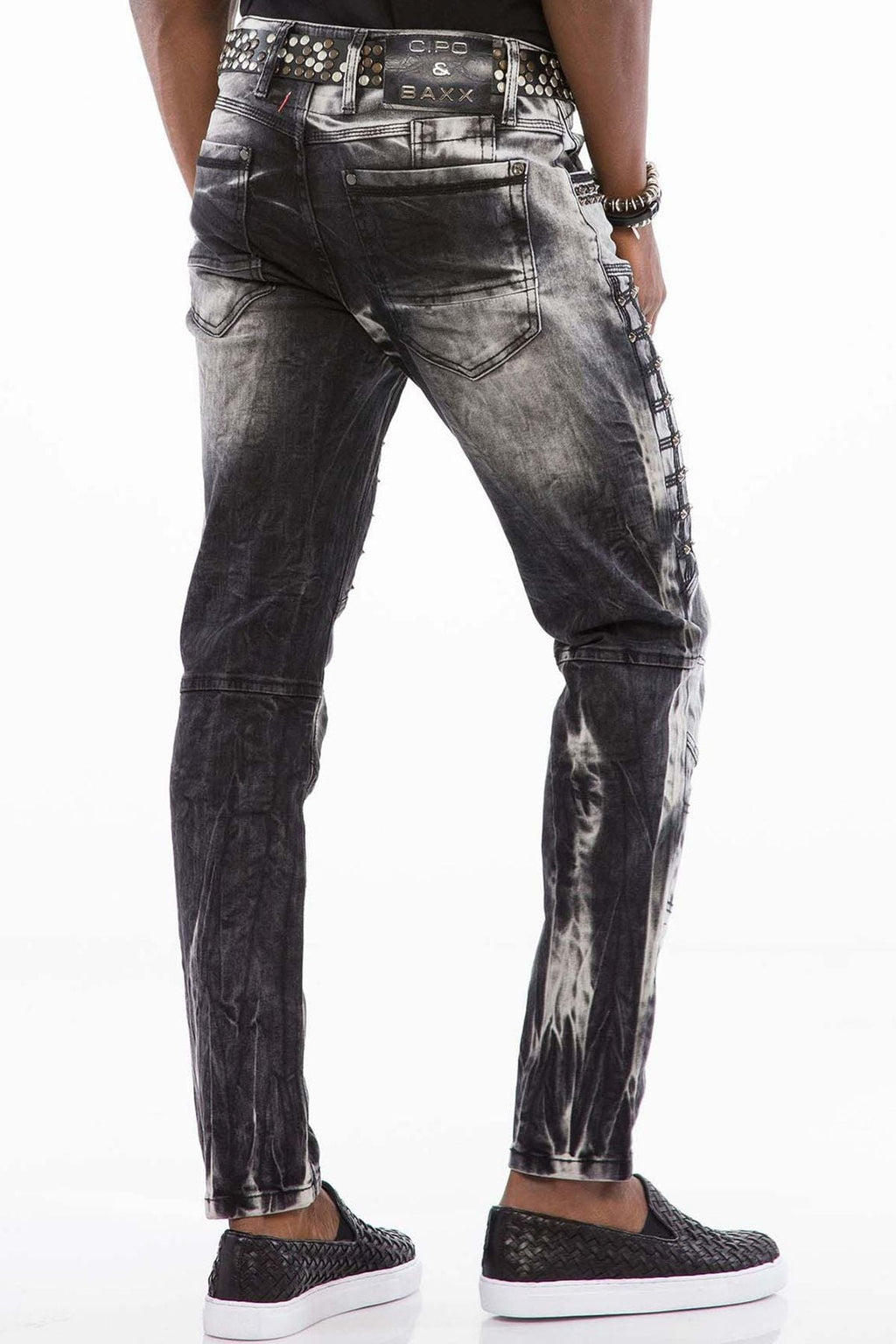 CD496 Washed Pattern Streetwear Jeans 4034