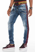 CD504 Elastic Waist Slim Fit Men's Jeans