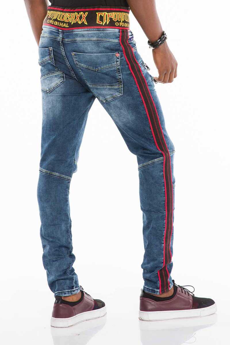 CD504 Elastic Waist Slim Fit Men's Jeans