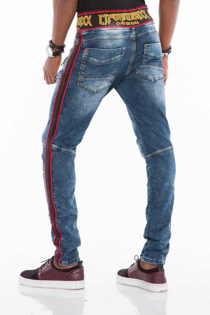 CD504 Elastic Waist Slim Fit Men's Jeans