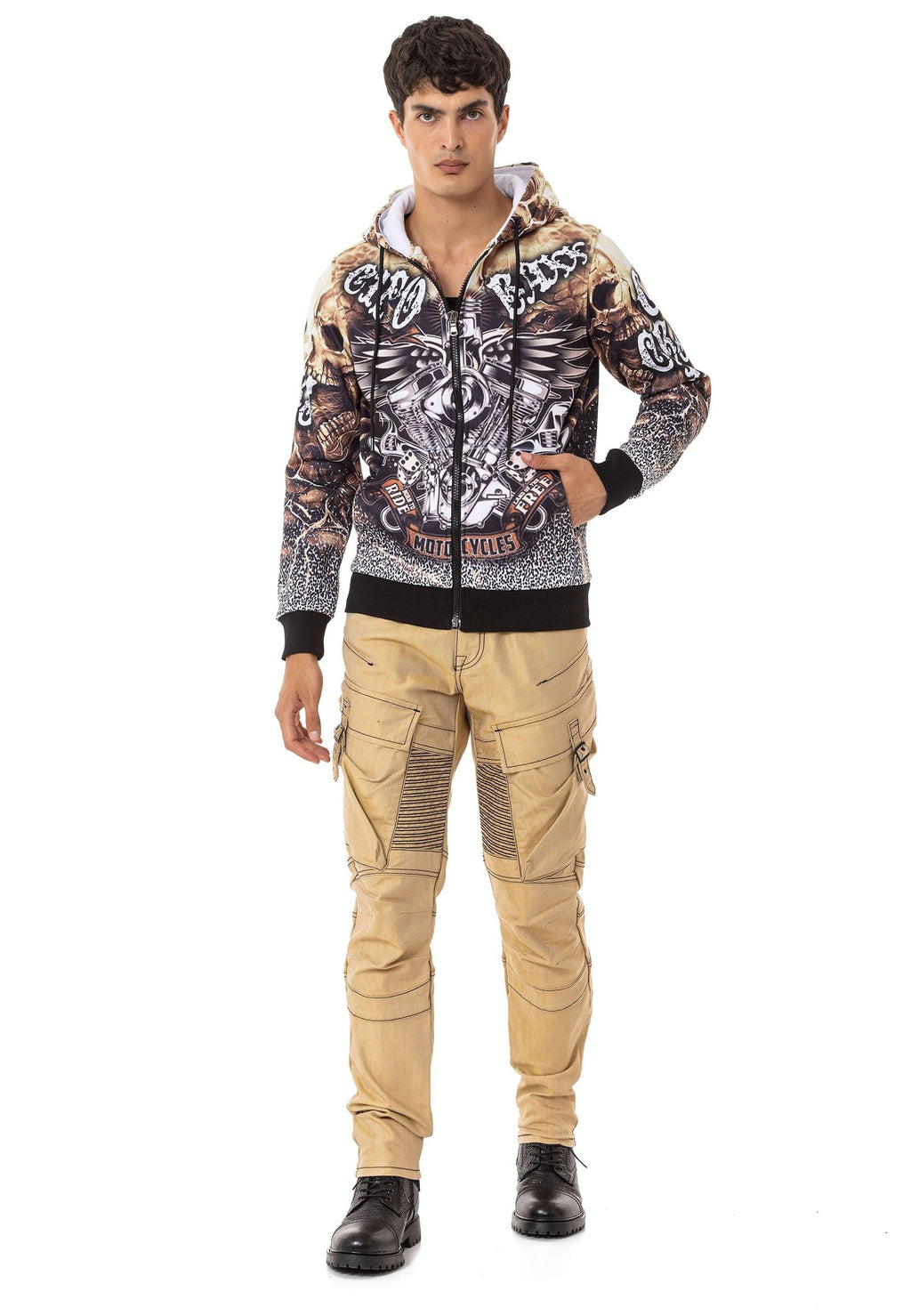 CD523 Cargo Pocket Baggy Hip Hop Men's Jeans