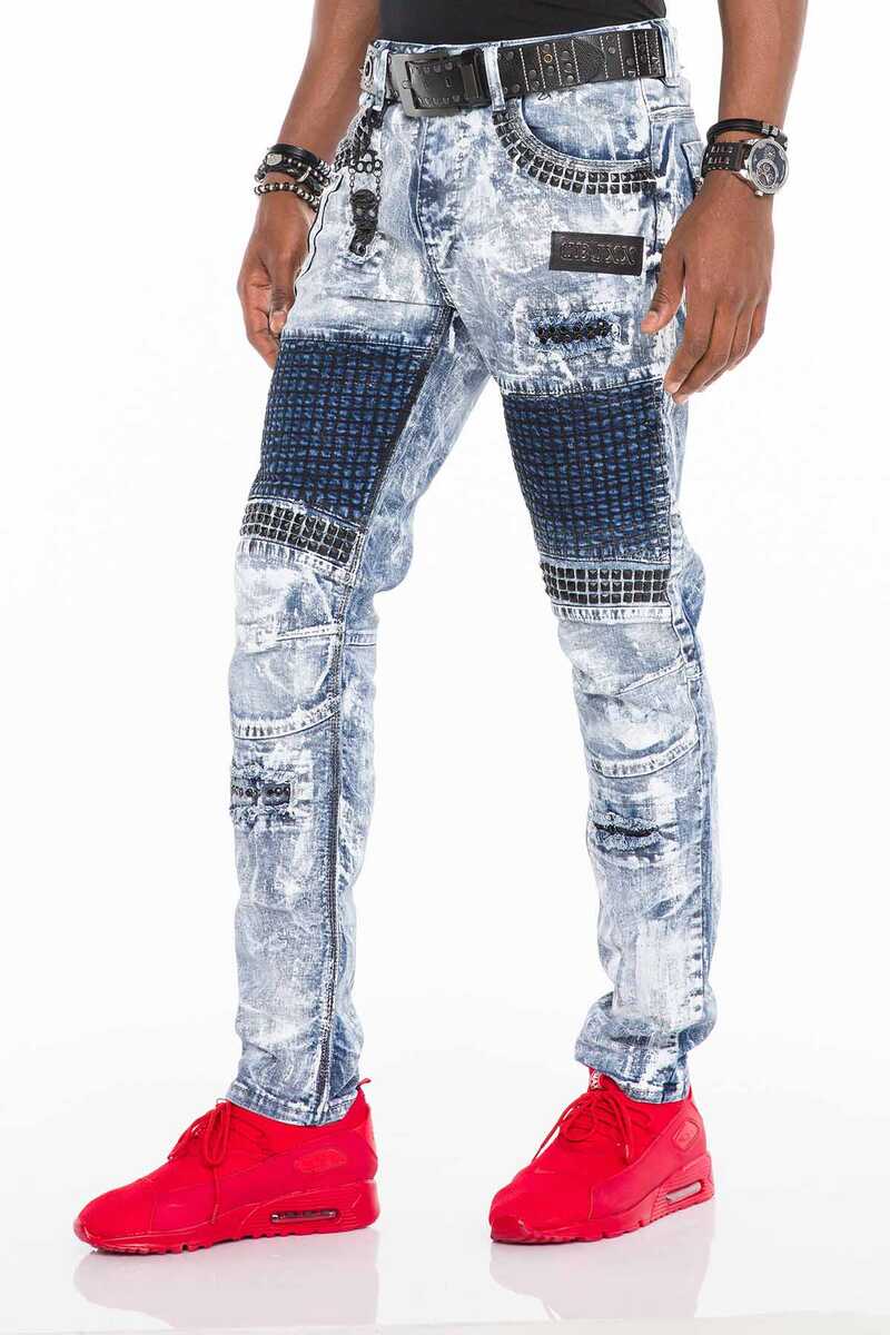 CD529 Metal Embellished Hand-Painted Men's Jeans